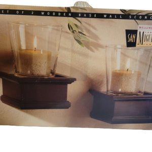 San Miguel Set of 2 Wooden Base Wall Sconces